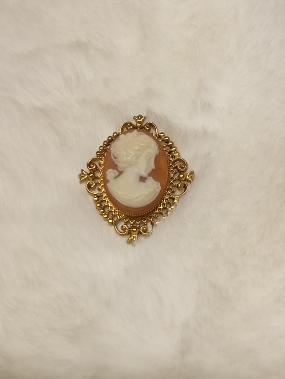 Vintage CAMEO locket brooch pin